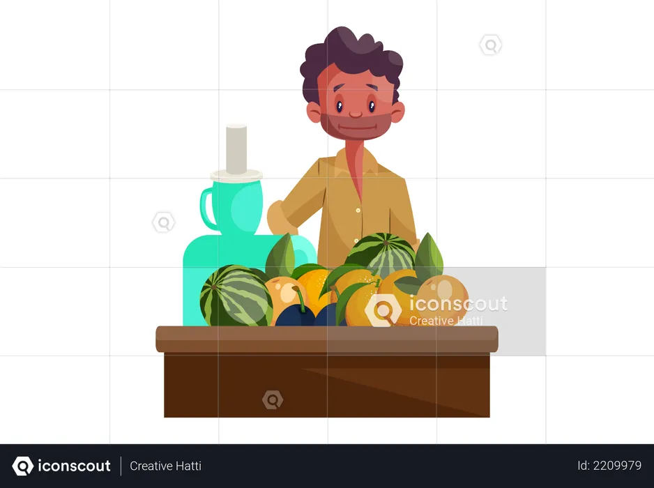 Fruit Juice Vendor  Illustration