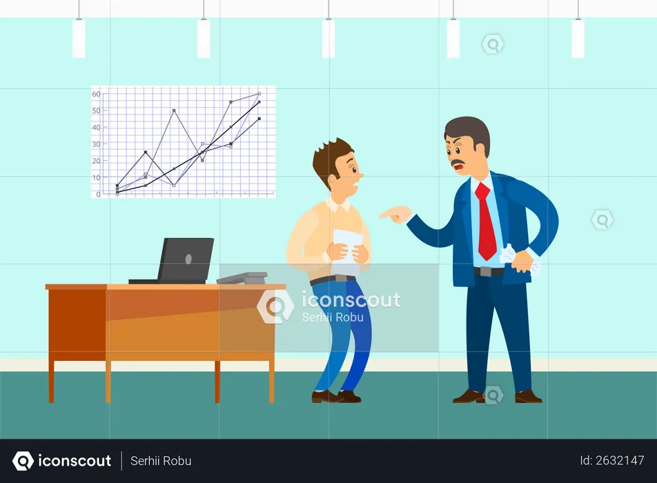 Frustrated boss shouting on employee  Illustration