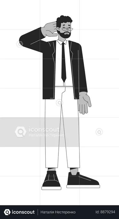 Frustrated business man rubbing neck  Illustration