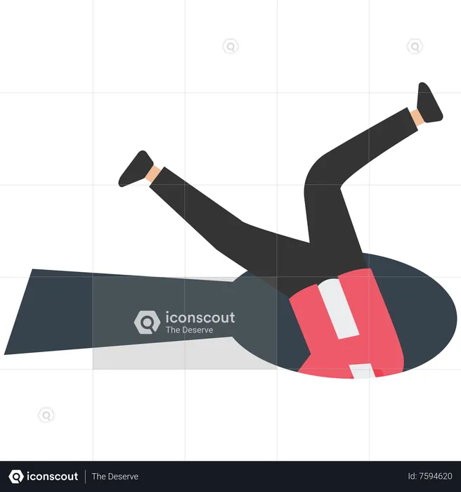 Frustrated businessman loser fail to jump over hurdles and falling to the ground  Illustration