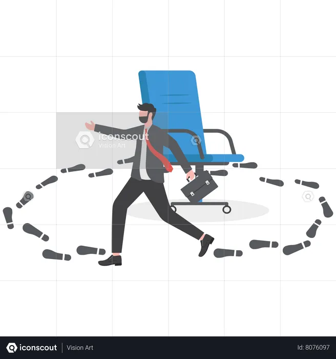 Frustrated businessman walk in circle with no way out and no career path  Illustration