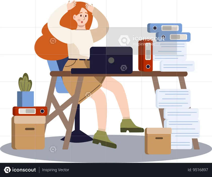 Frustrated employee due to overload of work  Illustration