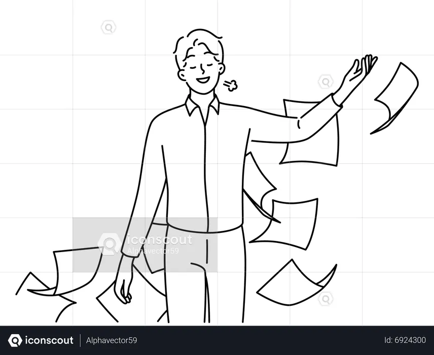 Frustrated man holding paper  Illustration