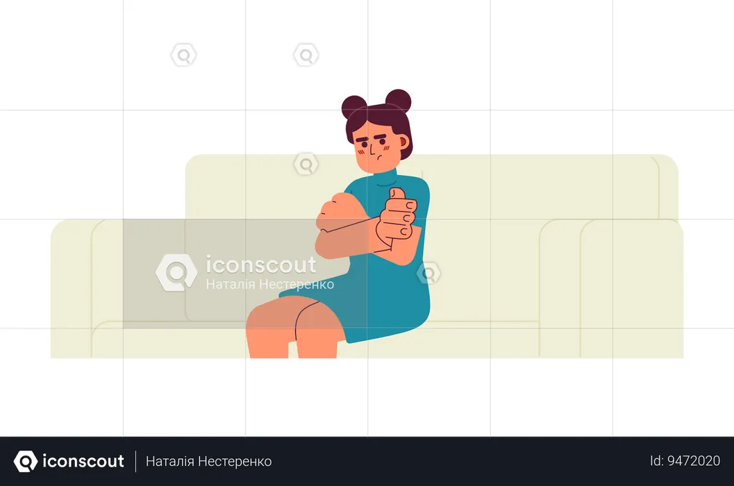 Frustrated preteen girl with crossed arms  Illustration