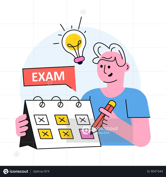 Frustrated student preparing his exam schedule  Illustration