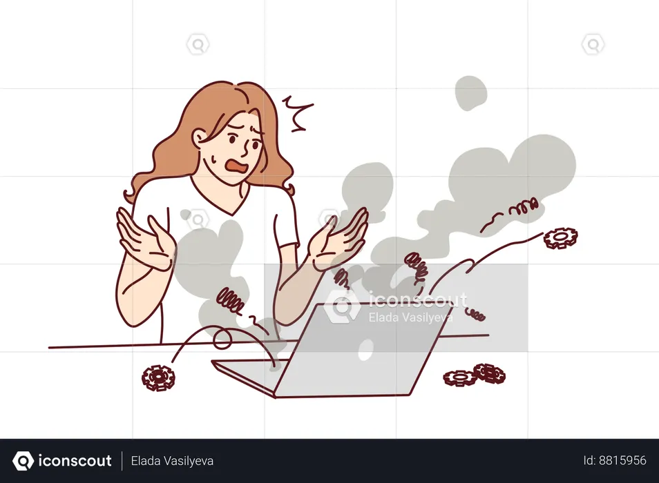 Frustrated woman is having overloaded work  Illustration