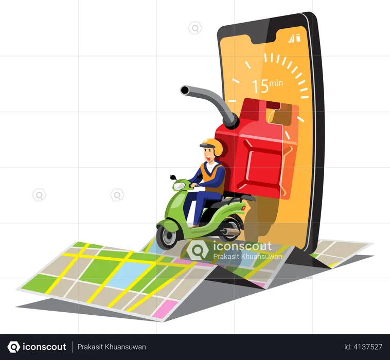 Fuel Delivery through bike  Illustration