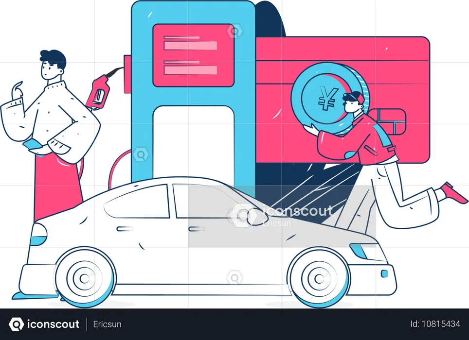 Fueling procedure in car  Illustration