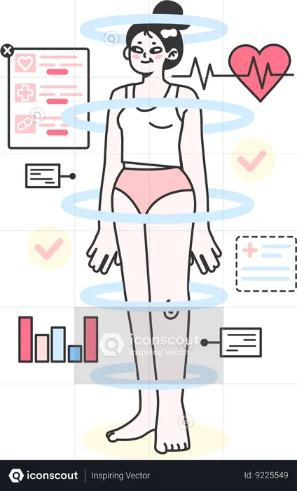 Full body checkup of girl  Illustration