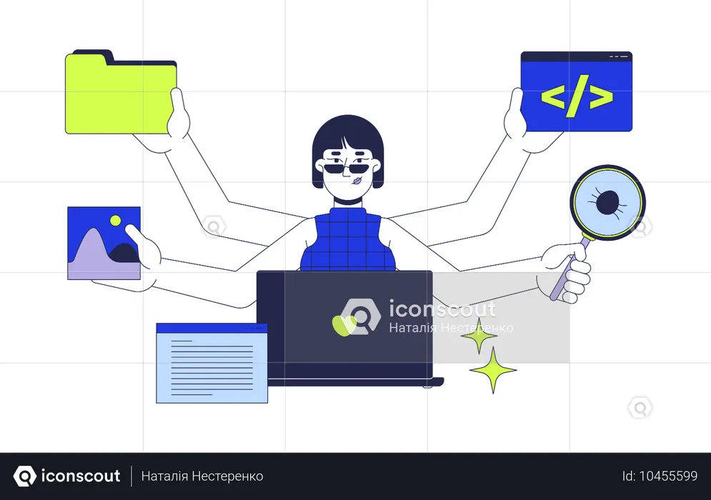 Full stack developer working on coding  Illustration