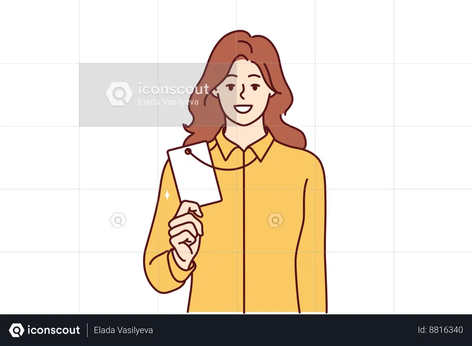 Funcionária tem seu cartão de identificação no pescoço  Ilustração