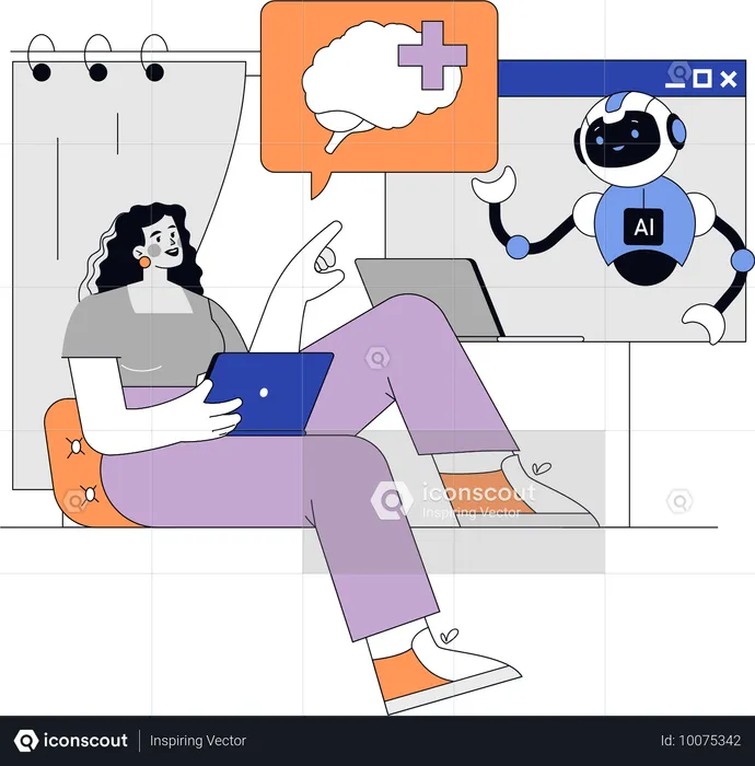 Funcionário recebe ajuda do Chatbot  Ilustração