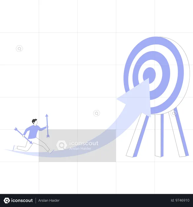 Funcionário define meta de negócios para estagiários  Ilustração