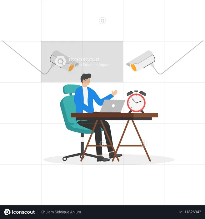 Funcionário é monitorado no escritório  Ilustração