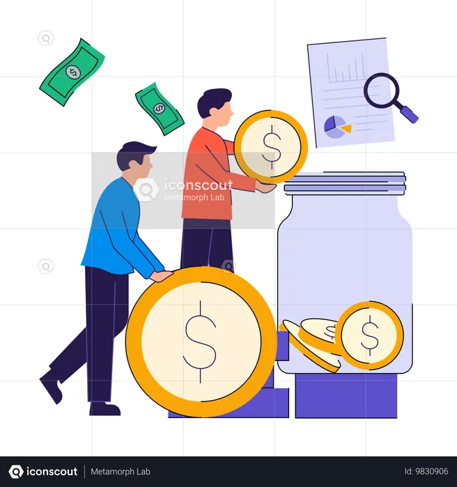 Empregado economizando seu dinheiro  Ilustração