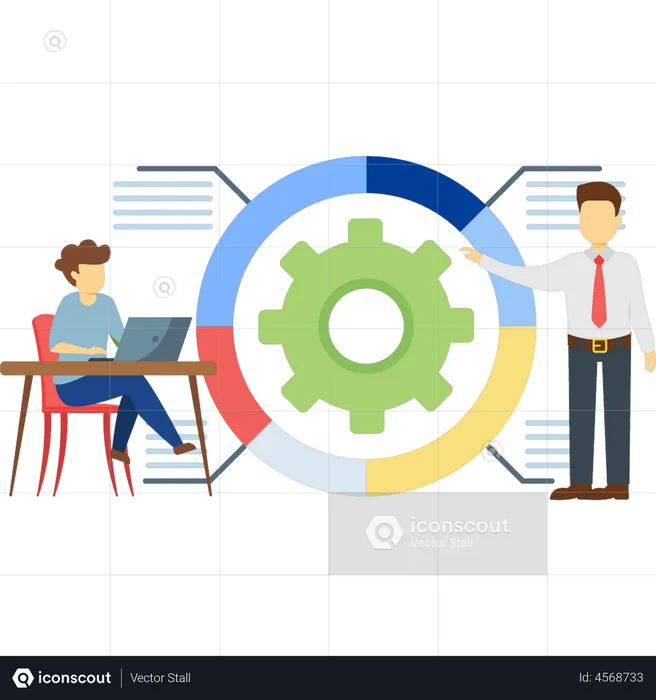 Empregado de negócios fazendo gerenciamento  Ilustração