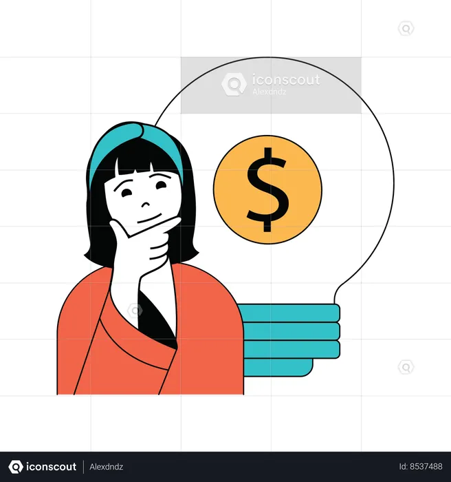 O funcionário está pensando em ideias financeiras  Ilustração