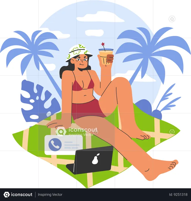 Funcionário está relaxando nas férias  Ilustração