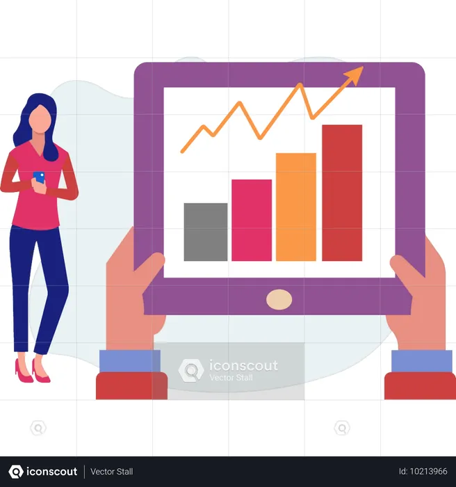 Funcionário fazendo um gráfico de negócios  Ilustração