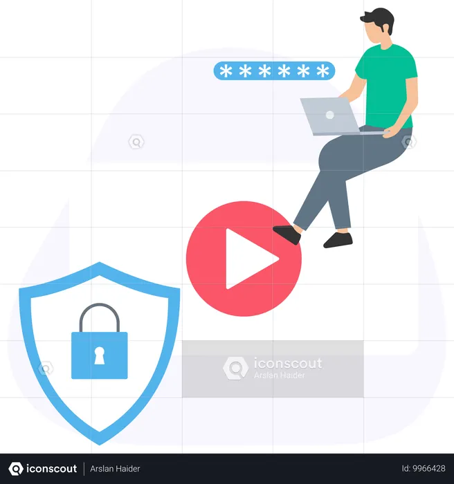 Funcionário garante proteção de dados de vídeo  Ilustração