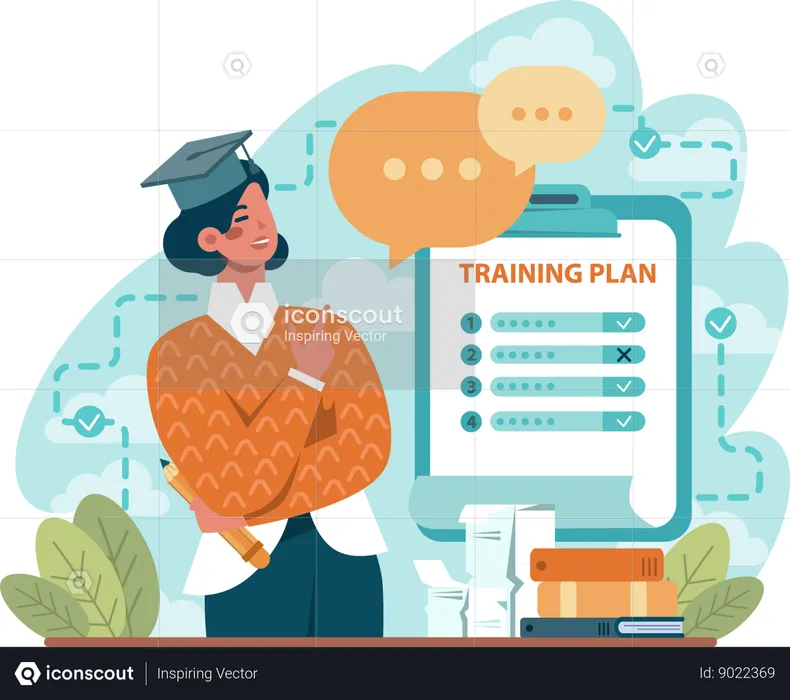 Funcionário passa por plano de treinamento  Ilustração