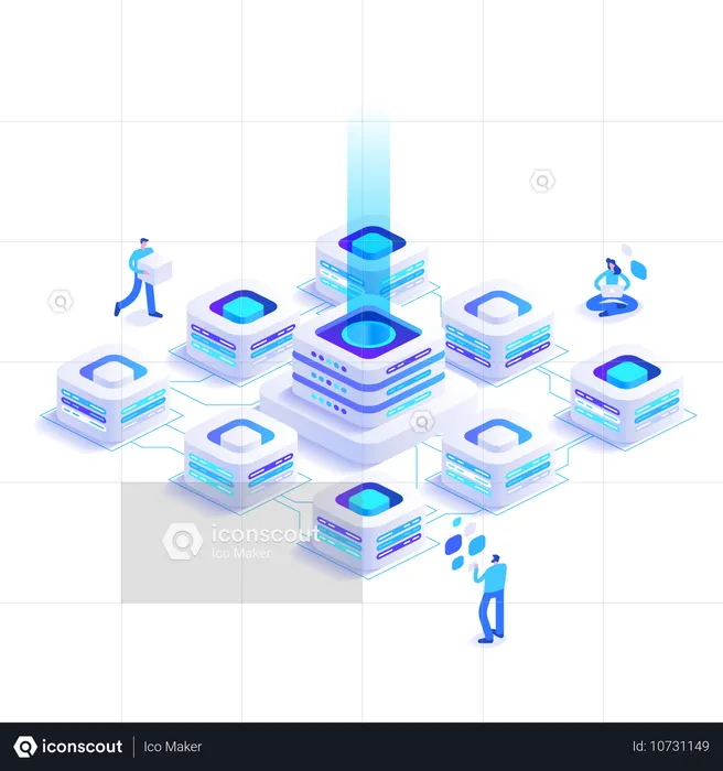 Funcionário trabalha com tecnologia de big data  Ilustração