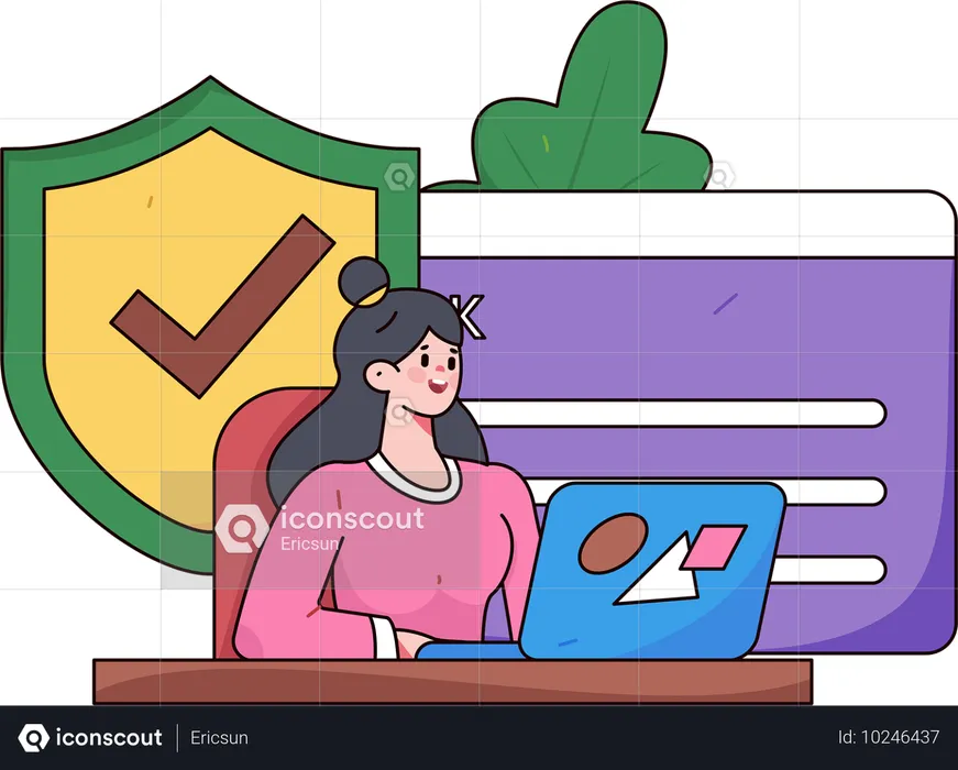 Funcionário trabalhando na segurança do chat  Ilustração