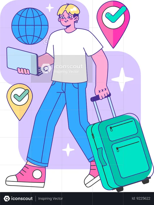 Funcionário viajando para viagem de negócios  Ilustração