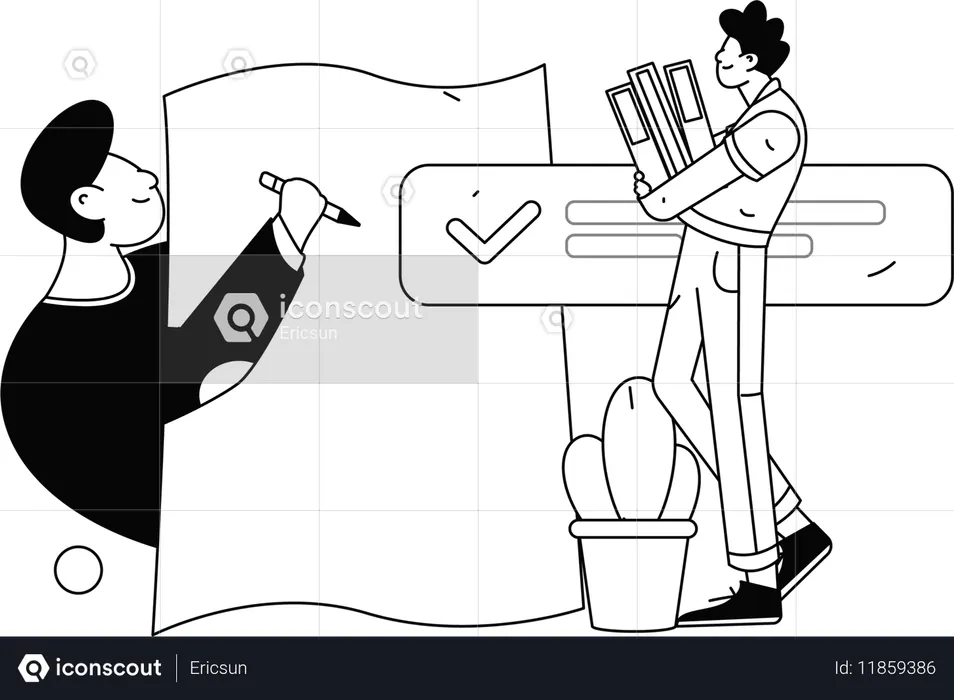 Funcionários de negócios trabalhando em tarefas  Ilustração