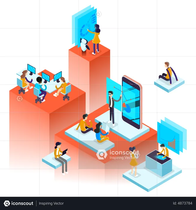 Empregados de negócios trabalhando juntos  Ilustração