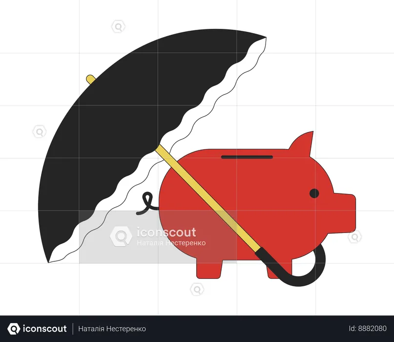 Alcancía cubierta paraguas  Ilustración