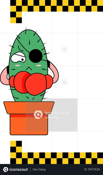 Funny cactus boxing  Illustration