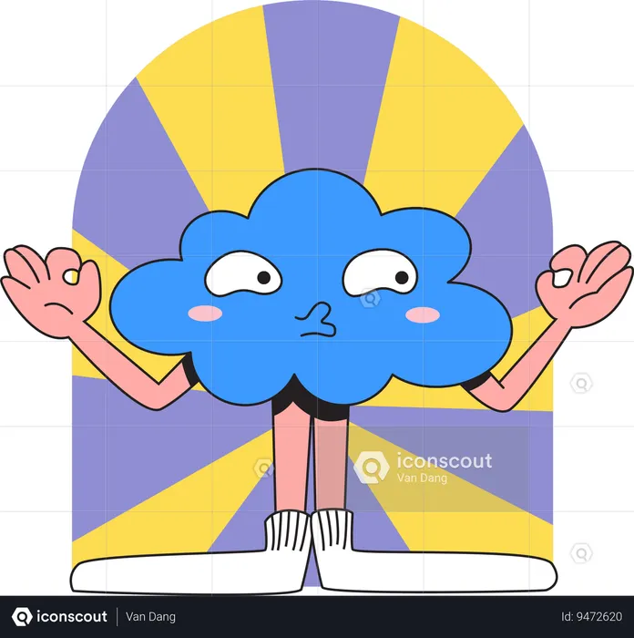 Funny cloud character purse lip  Illustration