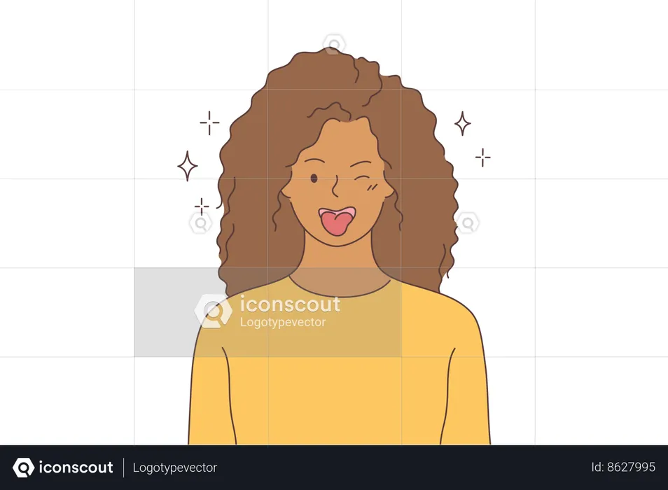 Funny face of girl  Illustration