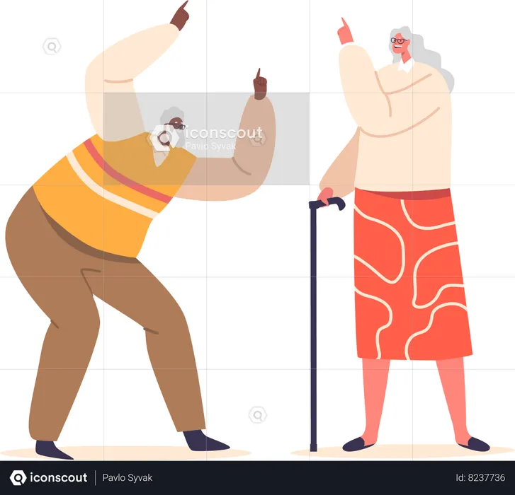 Funny Senior Sharing Laughter  Illustration