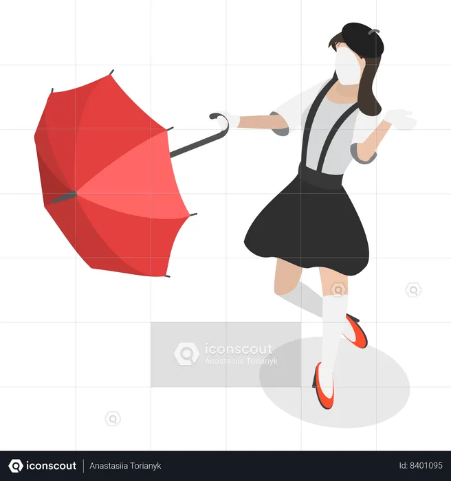 Funny woman mime actress  Illustration