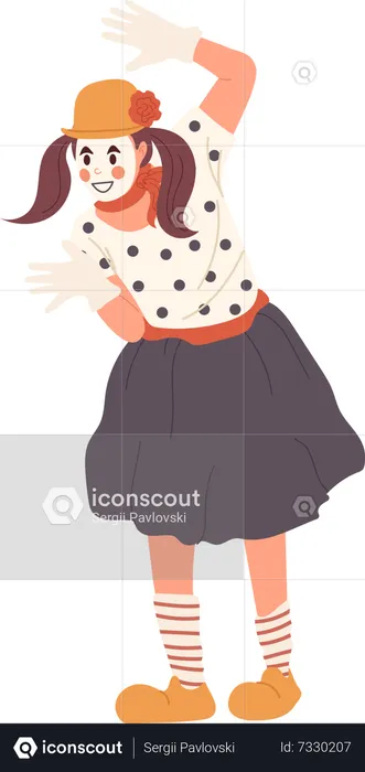 Funny woman mime actress  Illustration