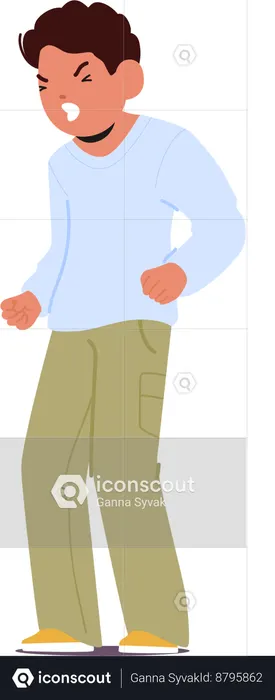 Fúria Criança Menino com Rosto Contorcido  Ilustração