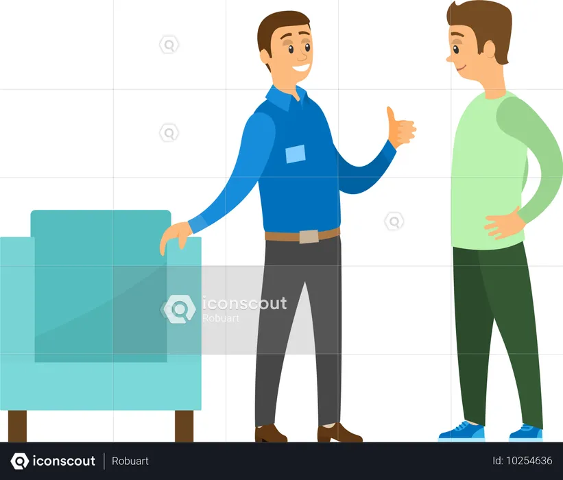 Furniture Store Consultant and Client Interaction  Illustration