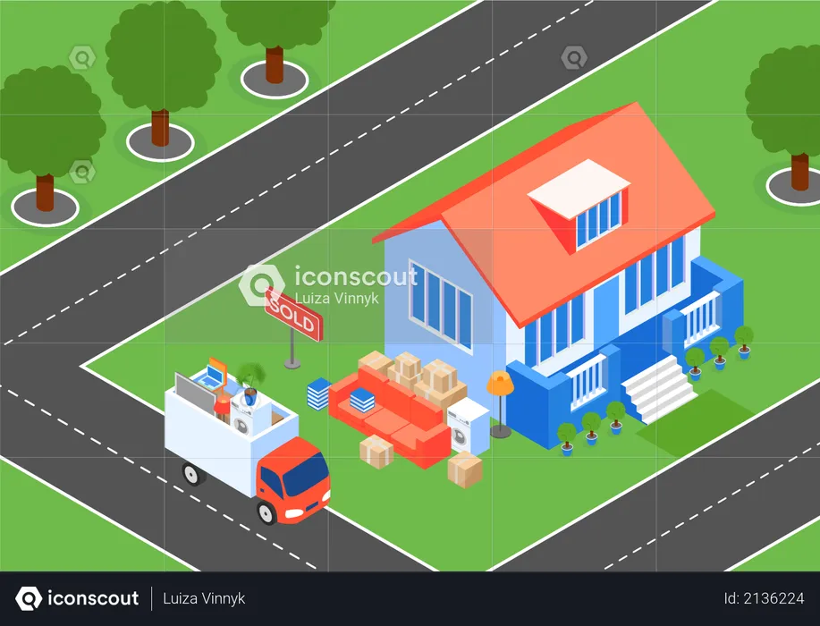 Furniture Transportation from Sold House  Illustration