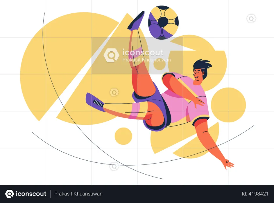 Fußballspieler tritt Ball  Illustration