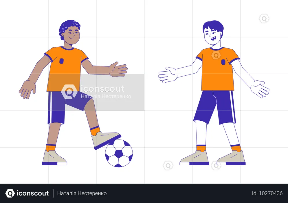 Kinder einer Fußballmannschaft kicken Football  Illustration