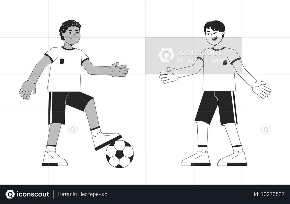 Kinder einer Fußballmannschaft kicken Football  Illustration