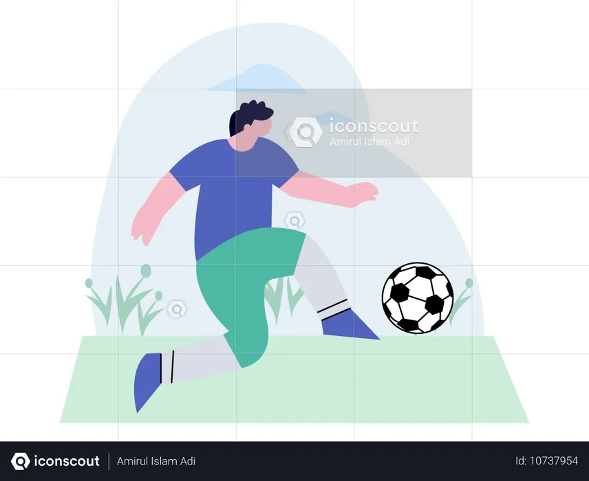 Fußballspieler übergibt Ball  Illustration