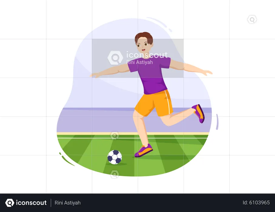 Football-Spieler spielen mit Ball  Illustration