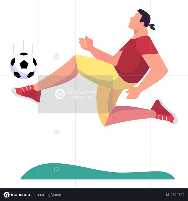 Footballspieler tritt den Ball  Illustration