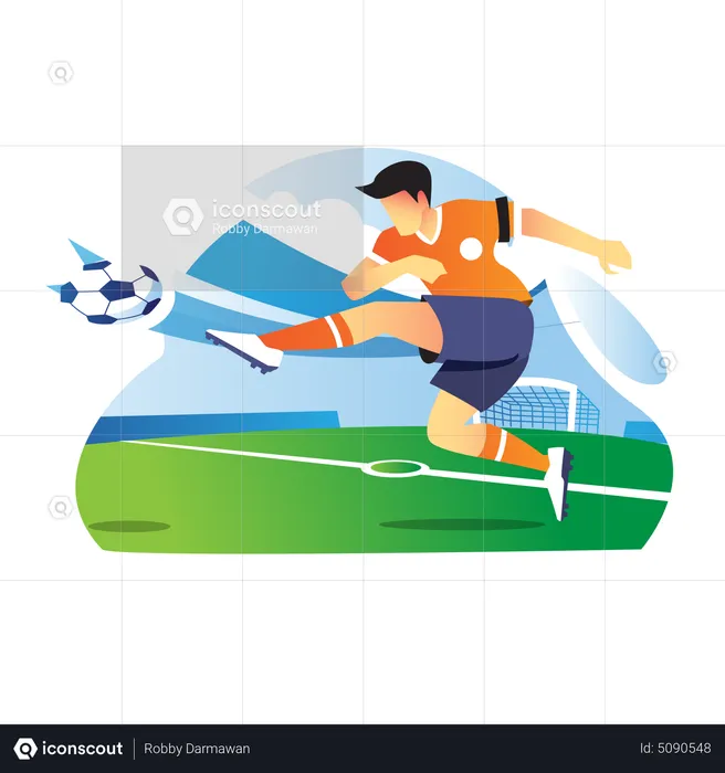 Jugador de fútbol jugando al fútbol  Ilustración