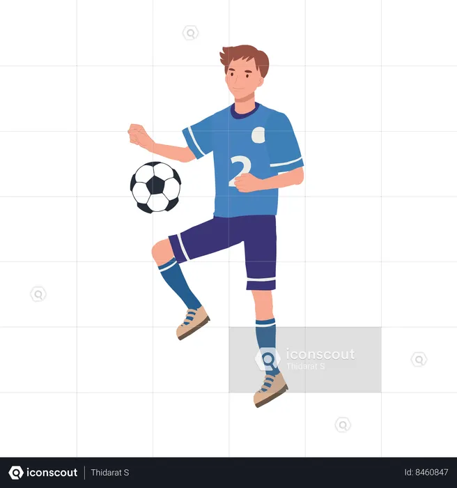 Jugador de fútbol mostrando sus habilidades.  Ilustración