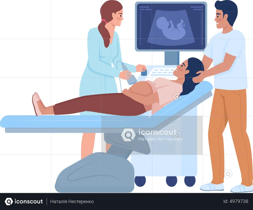 Future parents at sonography  Illustration