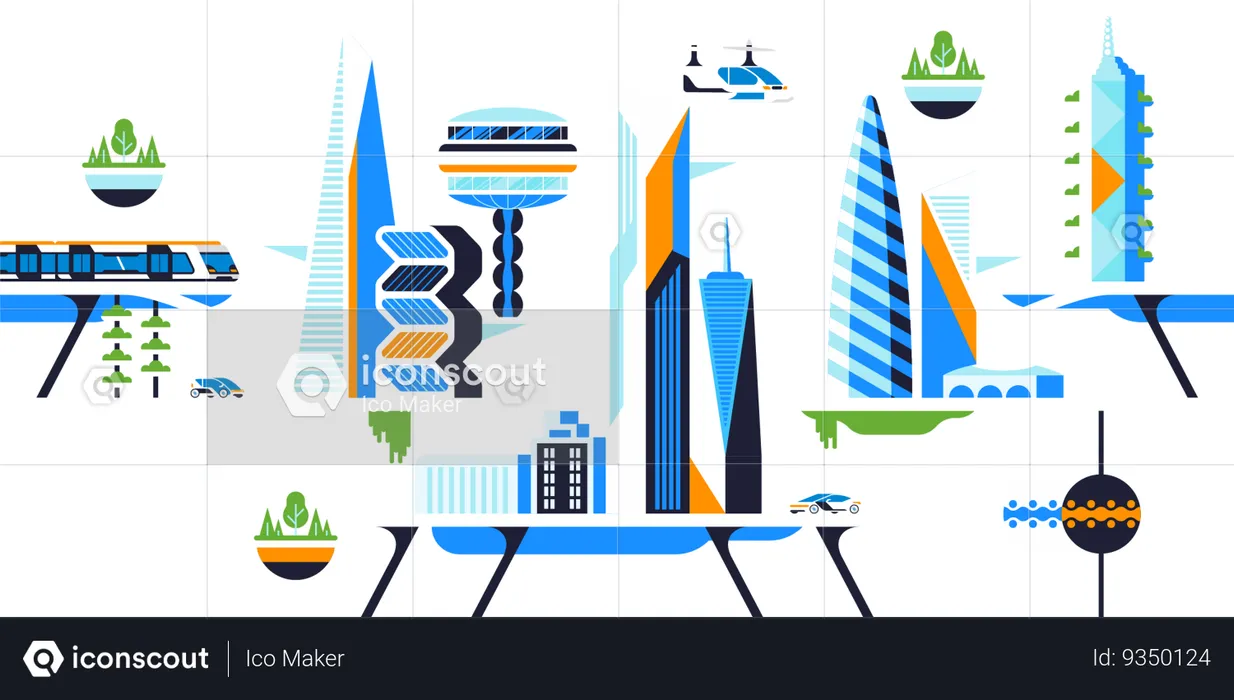 Futuristic city planning  Illustration